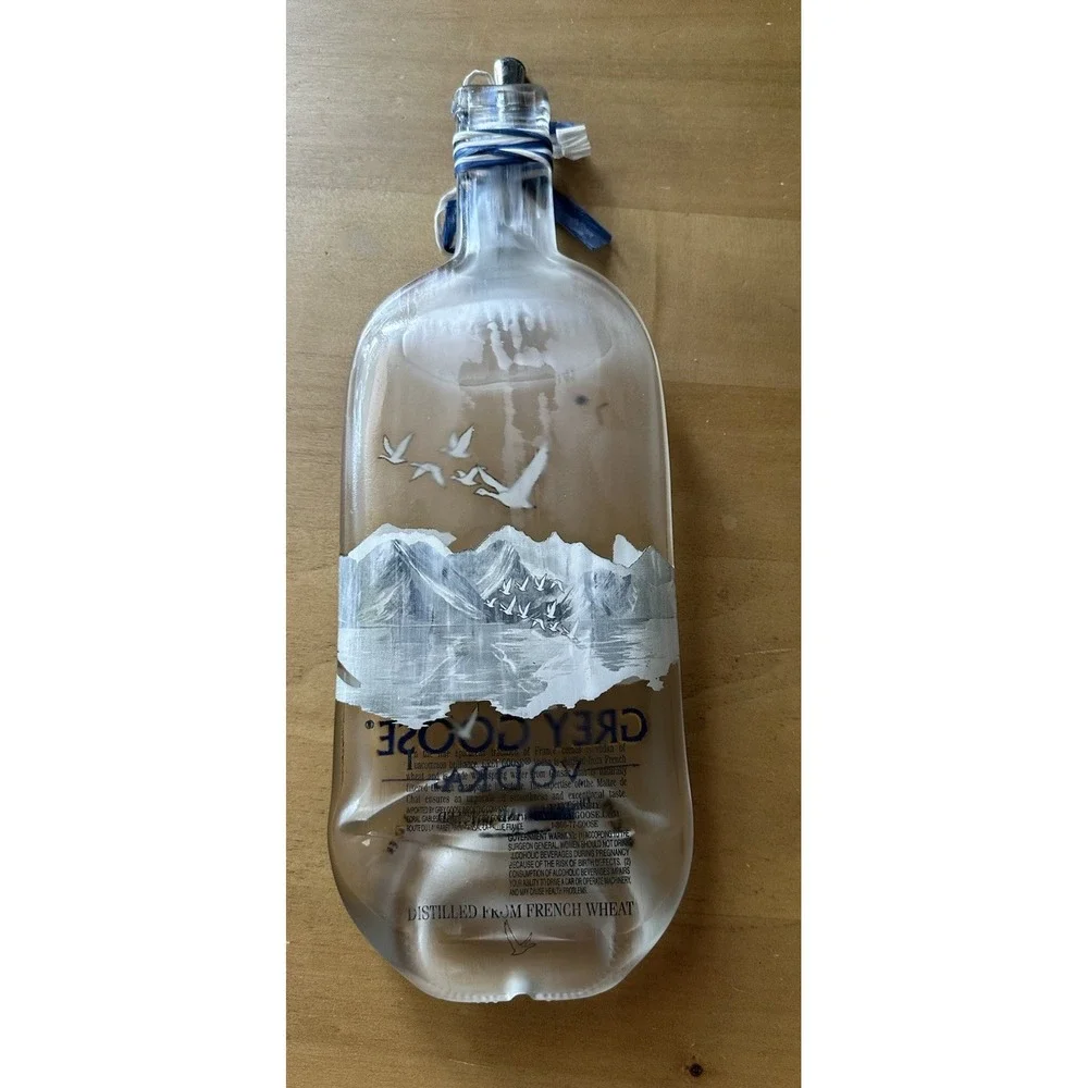 Kiln Fired Flat 1 liter Grey Goose Bottle Cheese  Charcuterie Tray With‎ Knife